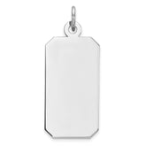 SS Rh-plt Engraveable Rectangle Polished Front/Satin Back Disc Charm